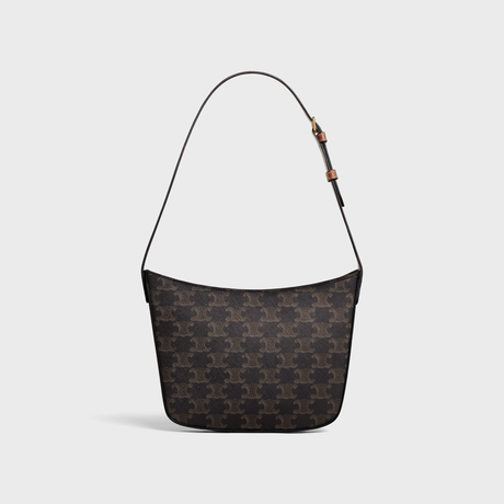 MEDIUM CELINE CROQUE BAG IN TRIOMPHE CANVAS AND CALFSKIN TAN - Image 3